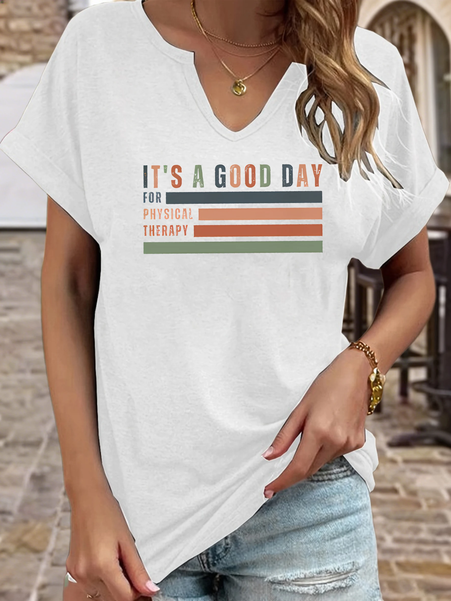 Women's Summer Crew Neck Short Sleeve T-Shirt, 