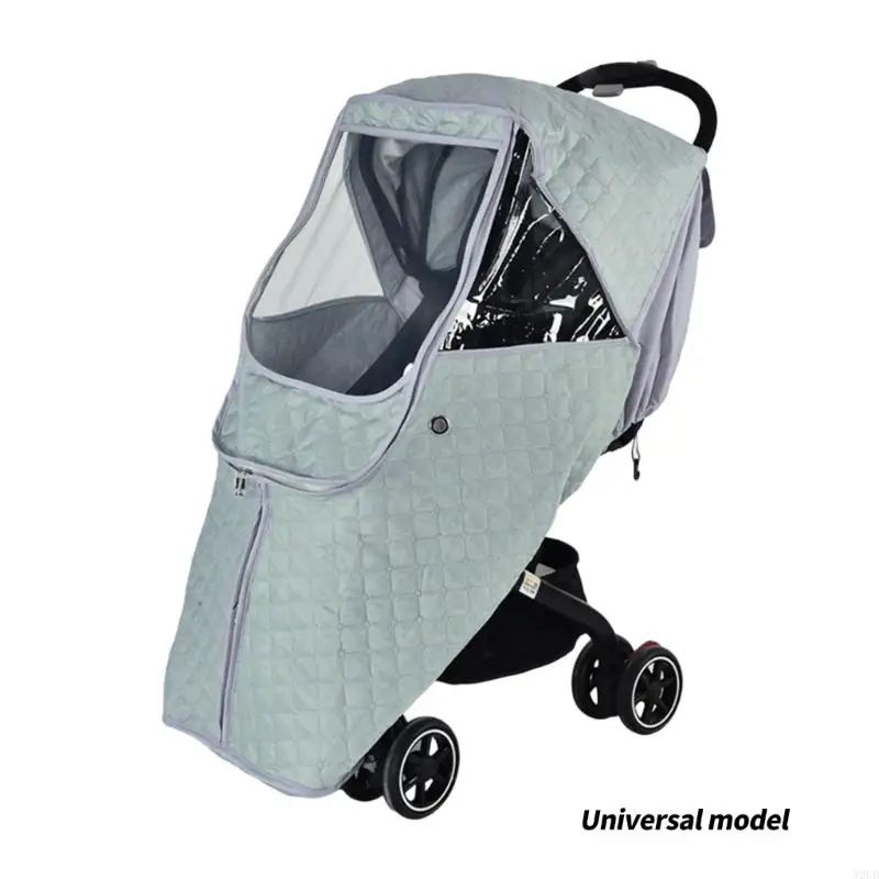 نافذة شفافة لعربات الأطفال، واقي للطقس، غطاء مطر مقاوم للرياح، بوليستر متين، سهل التركيب للأطفال الرضع في الطقس البارد A2UB