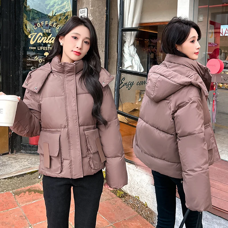 

2024 New Winter Jacket Parkas Women Cotton Casual Hooded Jackets Thick Warm Loose Oversized Female Overcoat Short Puffer Parka