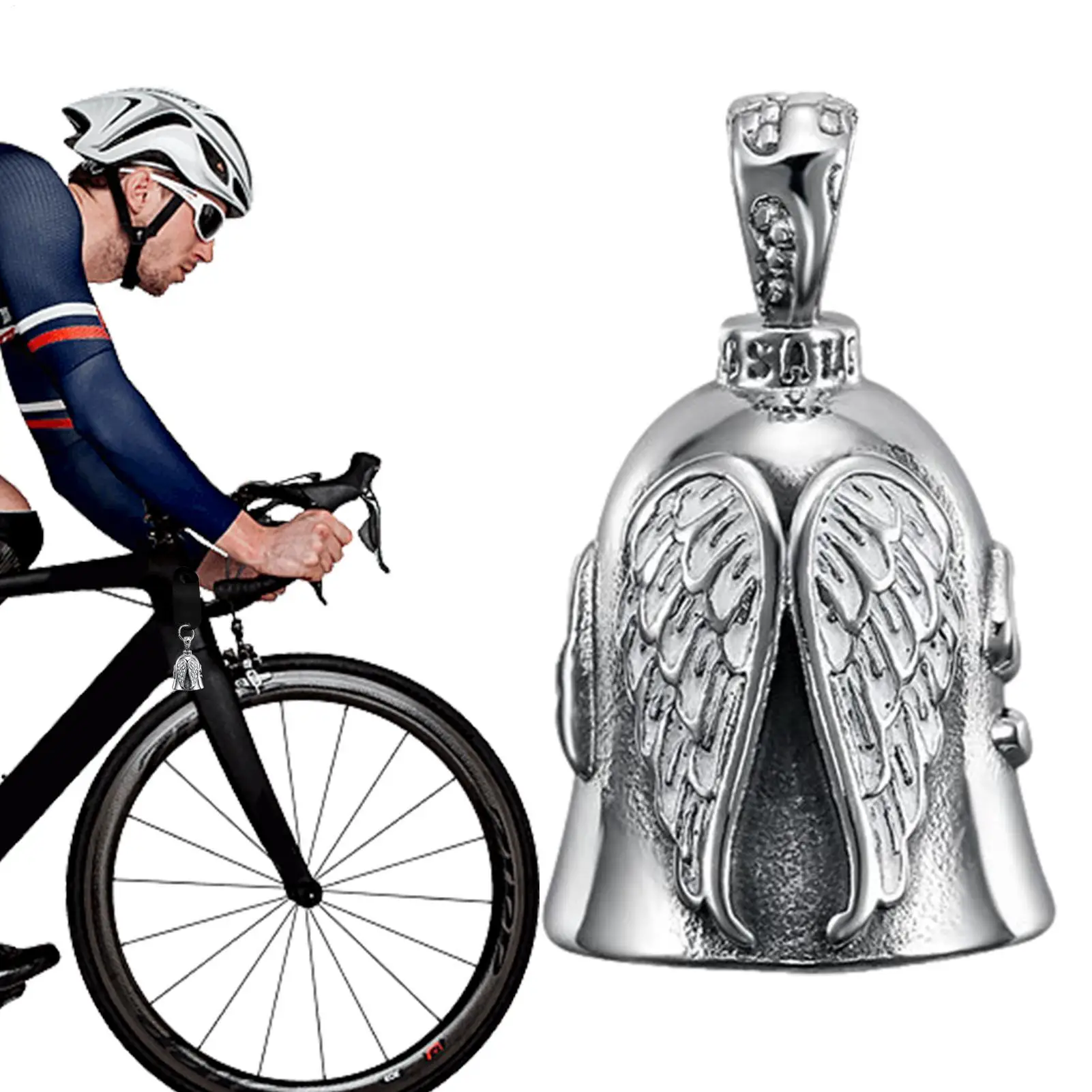 White Wings Riding Bell Angel Guardian Biker Riding Bell Portable Motorcycle Accessories For Biker Rider Motorcycle Bicycle Gift