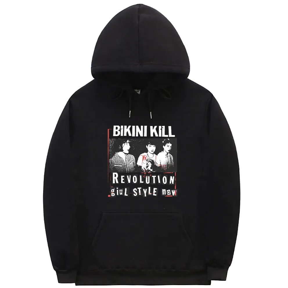 Rock Punk Band Bikini Kill Revolution Girl Hoodie Feminist Riot Grrrl Kathleen Hanna Sweatshirt Men's Vintage Oversized Hoodies