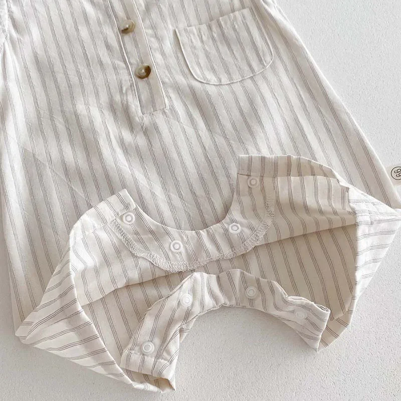 2025 New Summer Newborn Baby Boys Girls Romper+Hat Sleeveless Cotton Stripe Toddler Baby Girls Jumpsuit 0-24M Baby Clothing 6