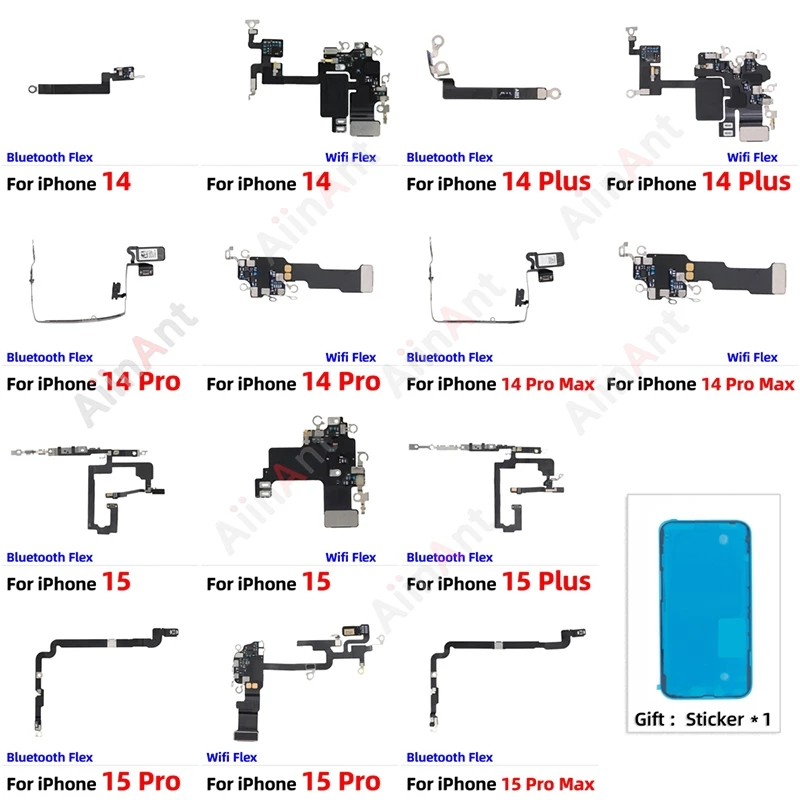 100% Test Bluetooth GPS Cellular Antenna NFC WI-FI Signal Wifi Flex Cable For iPhone 14 15 Pro Max Plus mini with Sticker