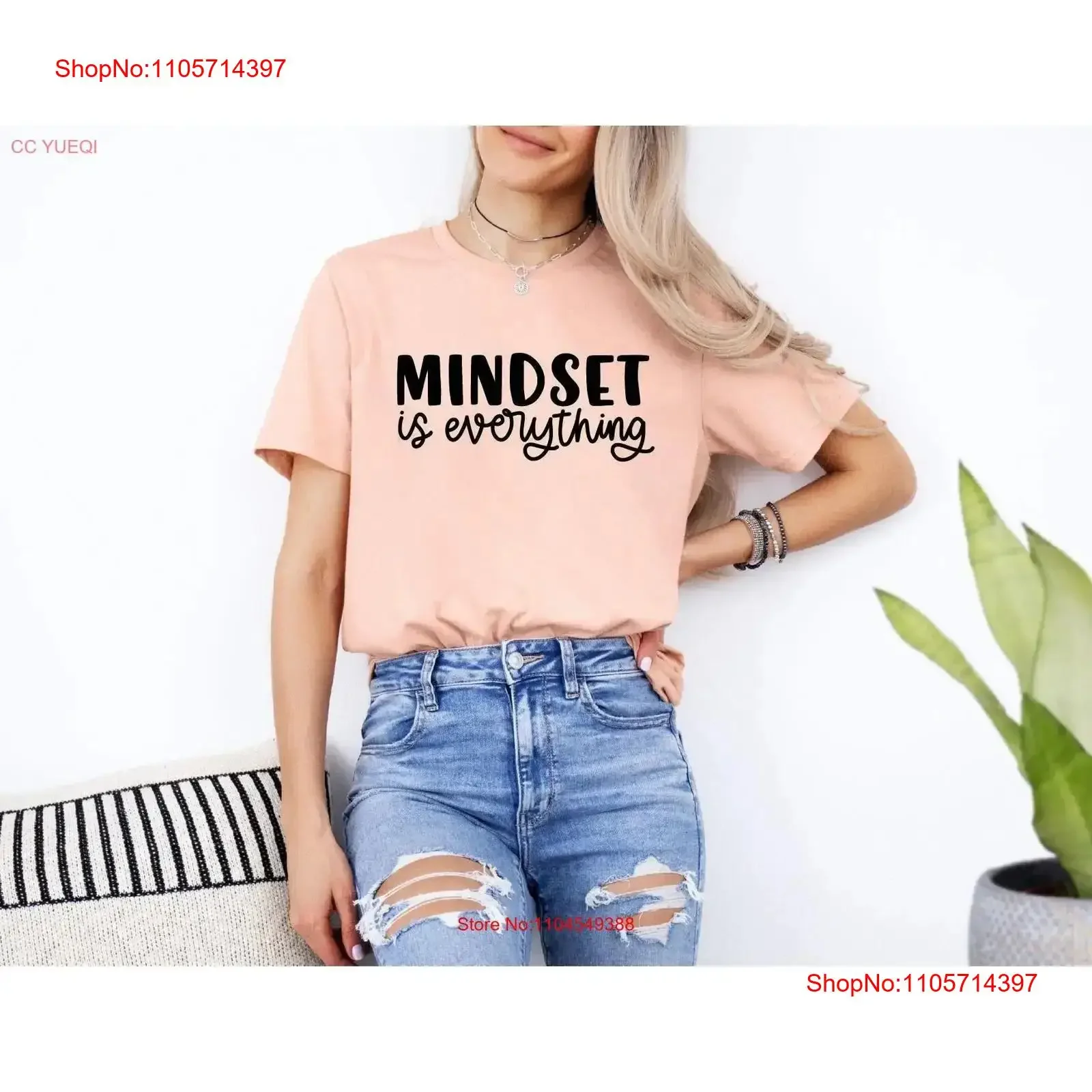 Mindset is Everything T Shirt Motivational Positivity Inspirational Mental Health vintage Washed homme Top For Everyday Wear