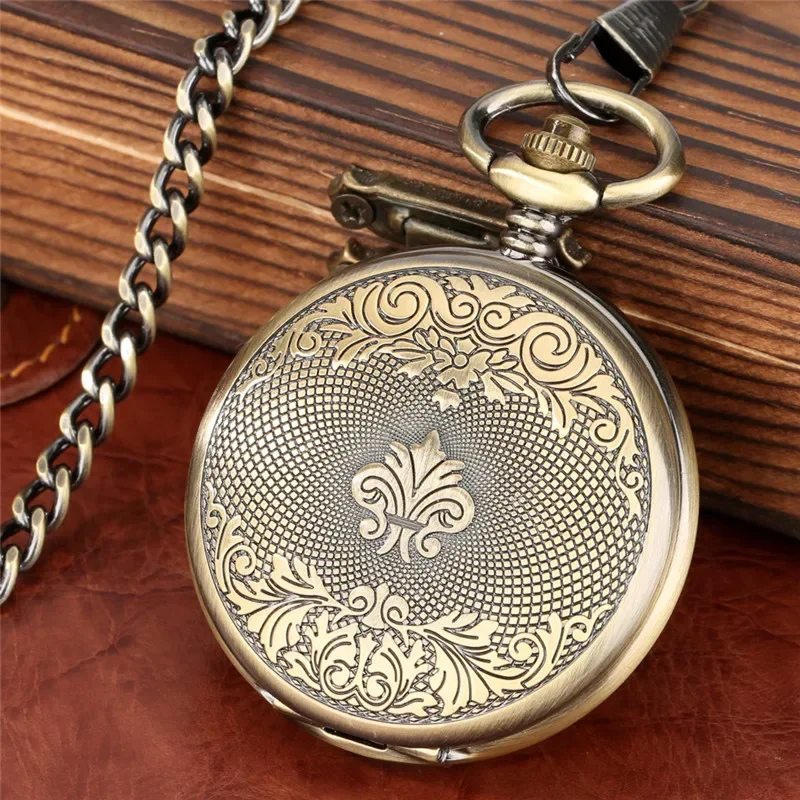 Antique Carved Roman Number Case Clock Men Women Handwinding Mechanical Pocket Watch Skeleton Timepiece Pendant Chain Gift Reloj