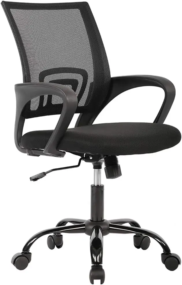 

Ergonomic Cheap Desk Chair Mesh Computer Chair Lumbar Support Modern Executive Adjustable Stool Rolling Swivel Chair(Black)