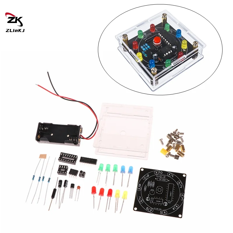 

1 Set 3Pin Output Pulse DIY LED Light Lucky Wheel Electronic Kit NE555 CD4017 3V Electronic Dice Estimation Game Accessories