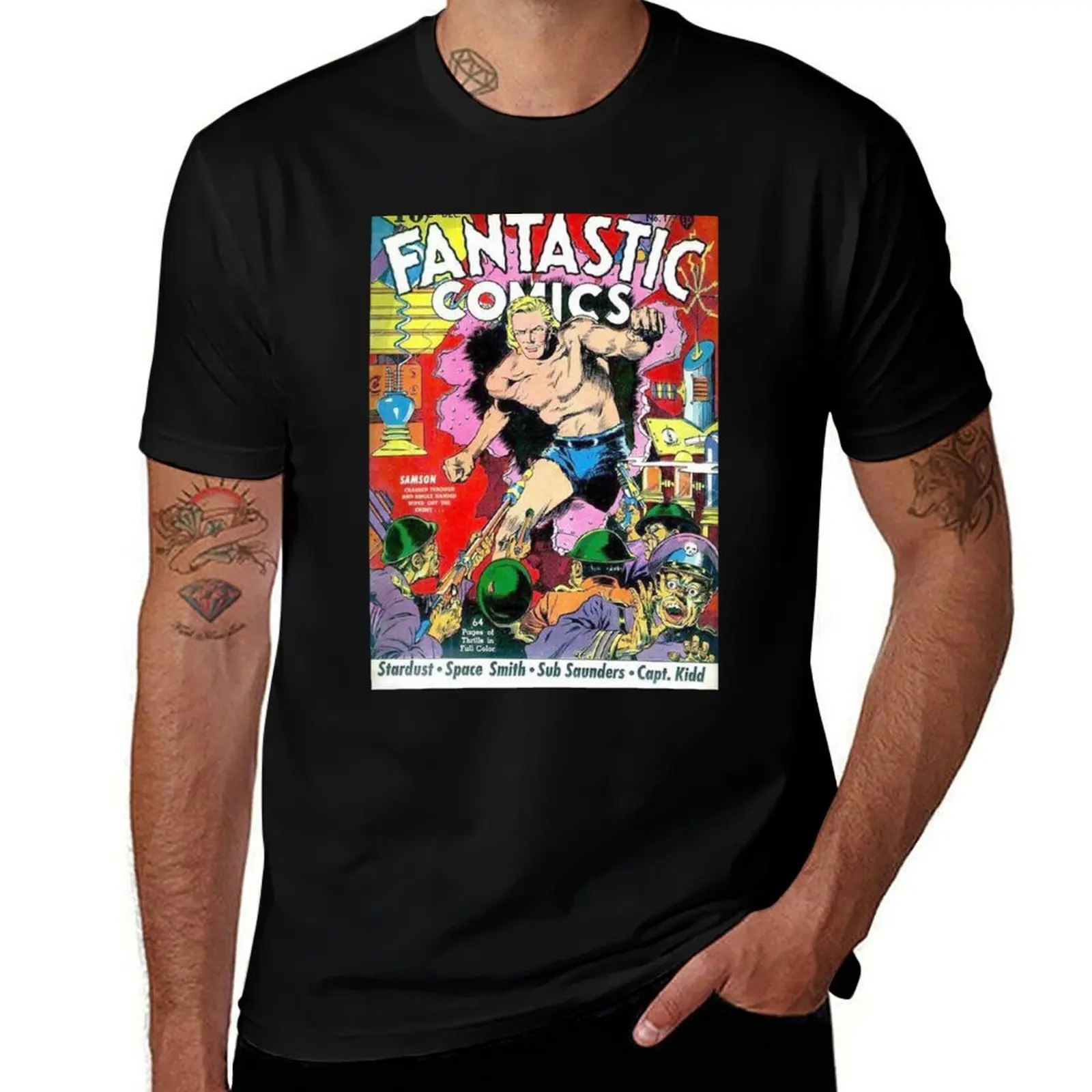 

Fantastic Comics (Dark) T-Shirt kawaii clothes custom t shirt Clothing Short sleeve tee men