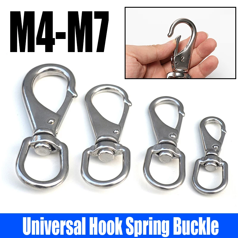 1PCS M4-M7 304 Stainless Steel Universal Hook Spring Buckle Keychain Swivel Ring Pet Chain Hook Rotating Ring Hook