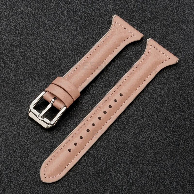 20mm slim Leather Band For Samsung Galaxy Watch 6 5 4 40 44mm Women Bracelet Wrist Strap Loop For 3 41mm Active 2 Galaxy 42mm