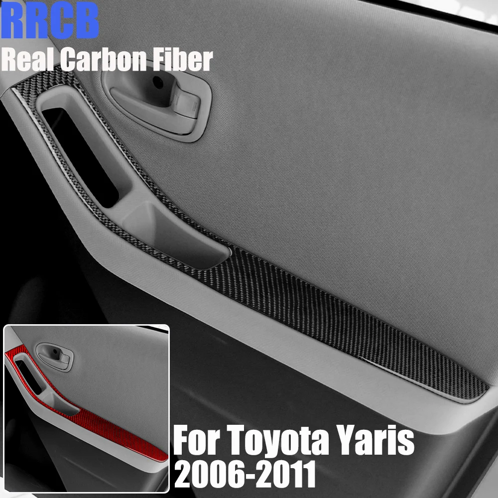 

Накладки на дверные панели из настоящего карбона для Toyota Yaris 2006-2011, мягкие наклейки-накладки на подлокотники