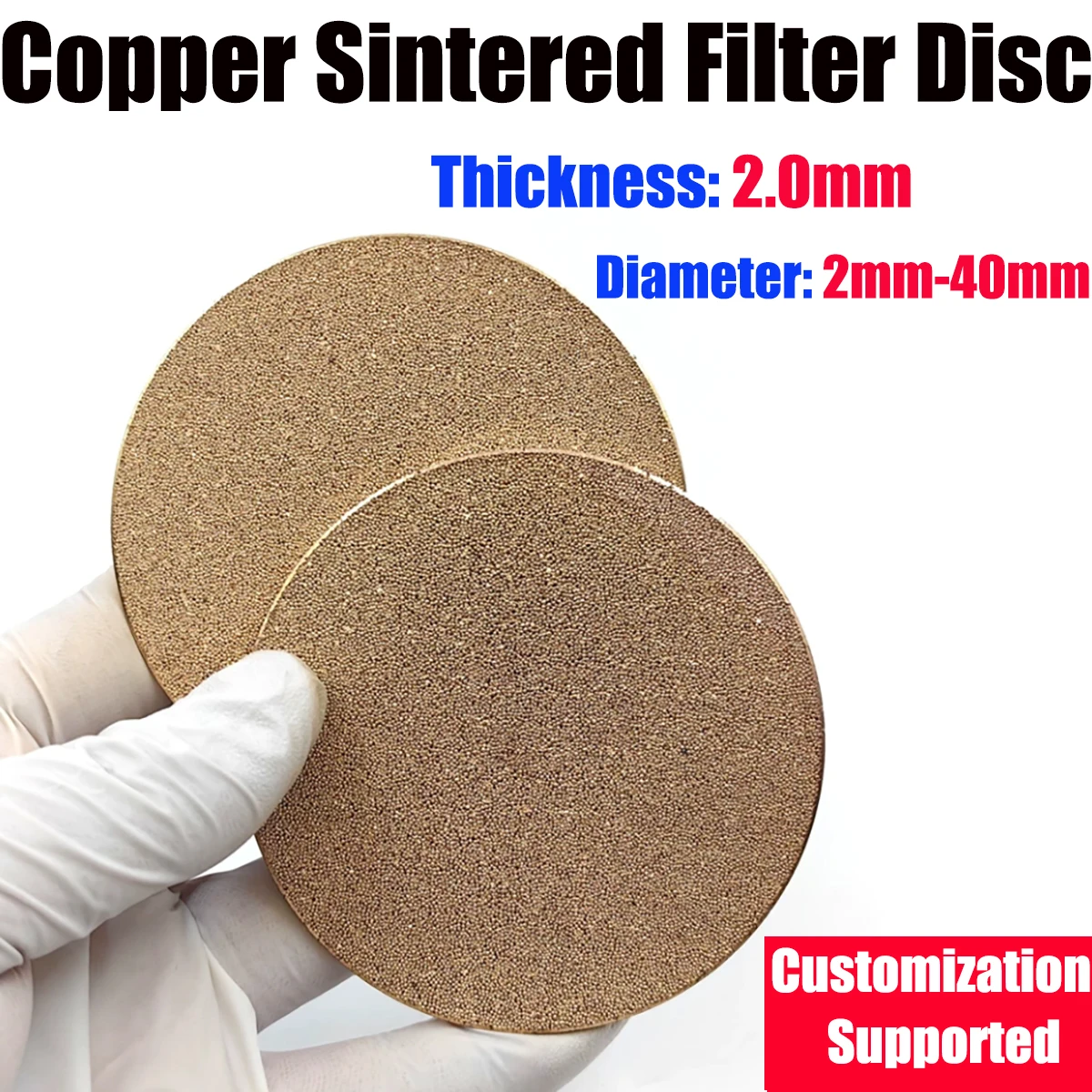 50-10pcs 2mm Thickness Copper Sintered Filter Disc, Porous Copper Powder Sintered Filter,  For Pneumatic Hydraulic Filtrationpcs