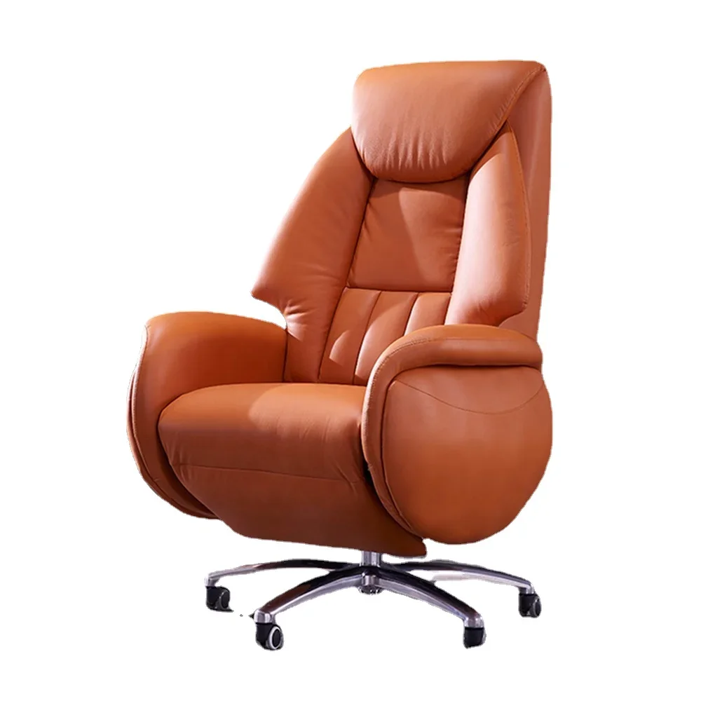 High Quality Ergonomic Real Genuine Leather Office Chair Modern Luxury Adjustable Recliner Swivel Manager Executive