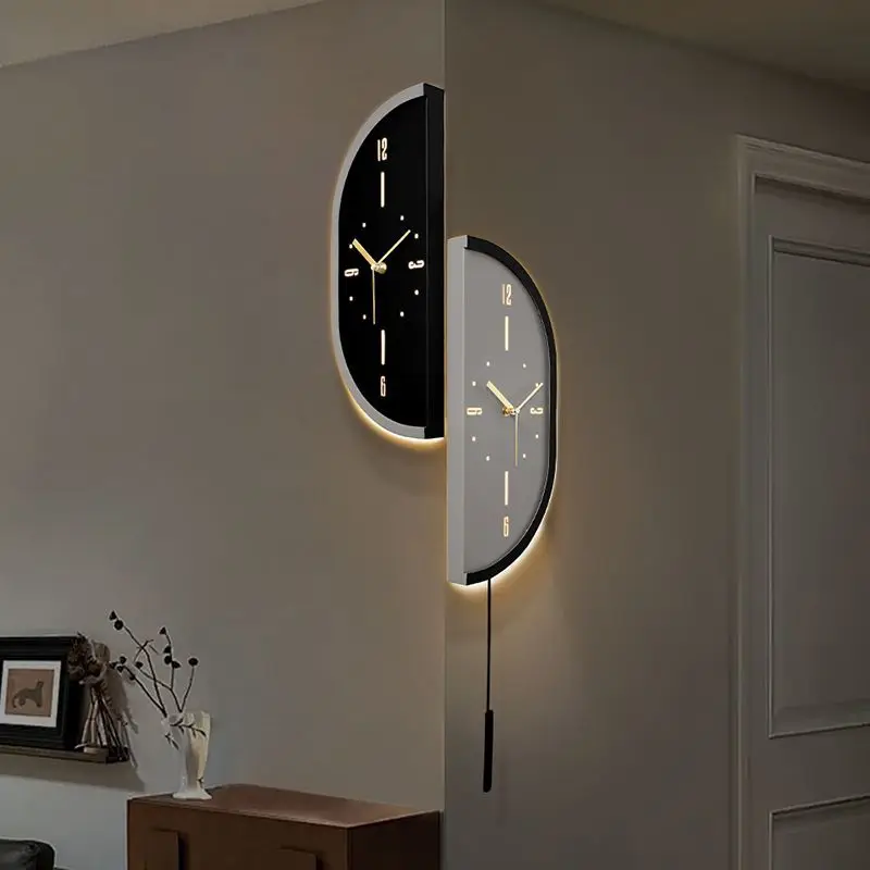Corner Wall Clock Living Room Clock Wall Mounted Silent Display Wall Clock Modern Design Home Decor
