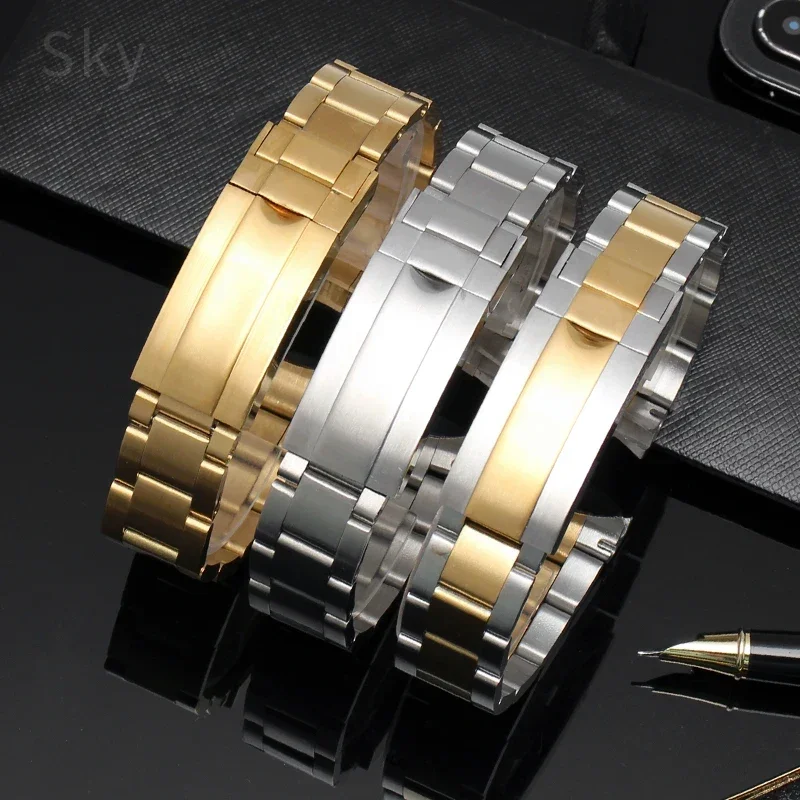 Men's Rust Prevention Waterproof Stainless Steel Watch Strap for Rolex Submariner Type Green Black Water Ghost 21 20mm Watchband