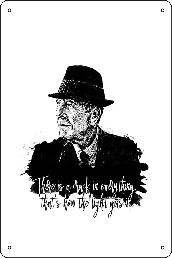 Leonard Cohen Art Print Metal Tin Sign 12 X 8 Inch Funny Man Cave Home Office Bar Decor