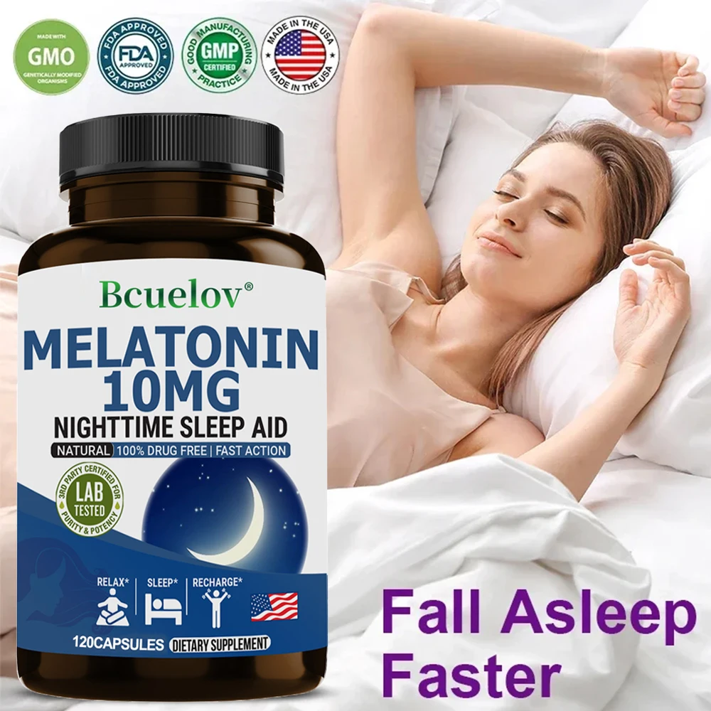 Bcuelov Melatonin 10 Mg Supplement Fast Natural Extended Rest Sleep Aid Insomnia Vitamins