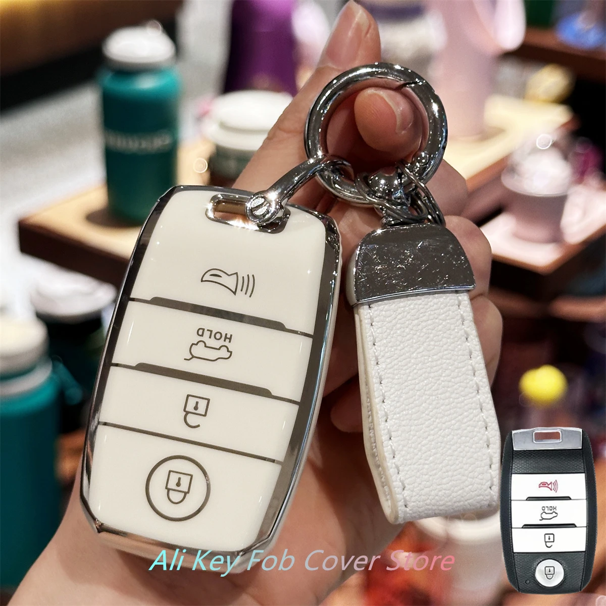 Key Fob Cover with Keychain Lanyard for Kia Forte Koup Niro Optima Rio Sorento Soul Sportage