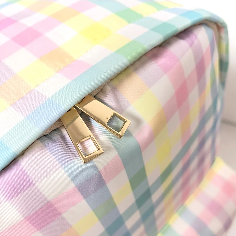 S M L XL Makeup Bag Rainbow Plaid Toiletry Storage Pouch Grid Pattern Outdoor Fanny Pack Travel Wash Cosmetic Bag Gift Organizer