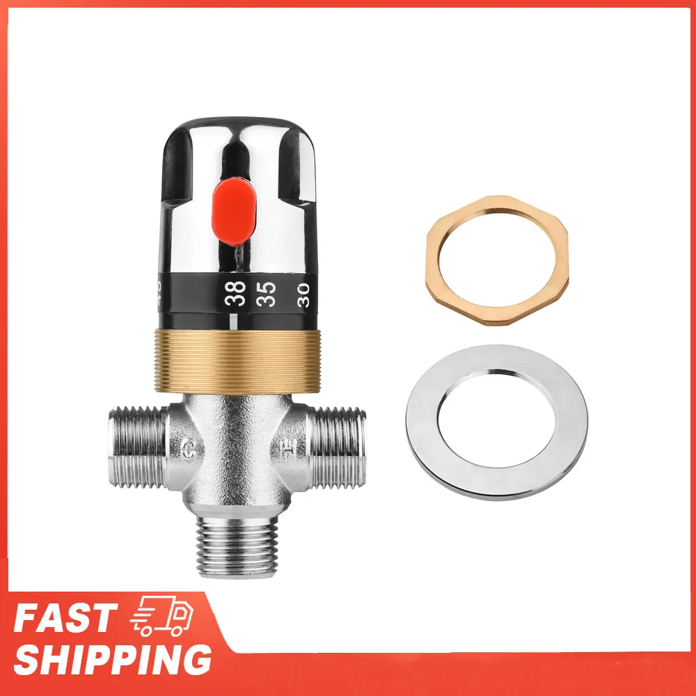

Thermostatic Temperature Control Valve Hot Cold Water Shower Mixer G1/2 Copper Mixing Valve Three-Way Shower Diverter Valve