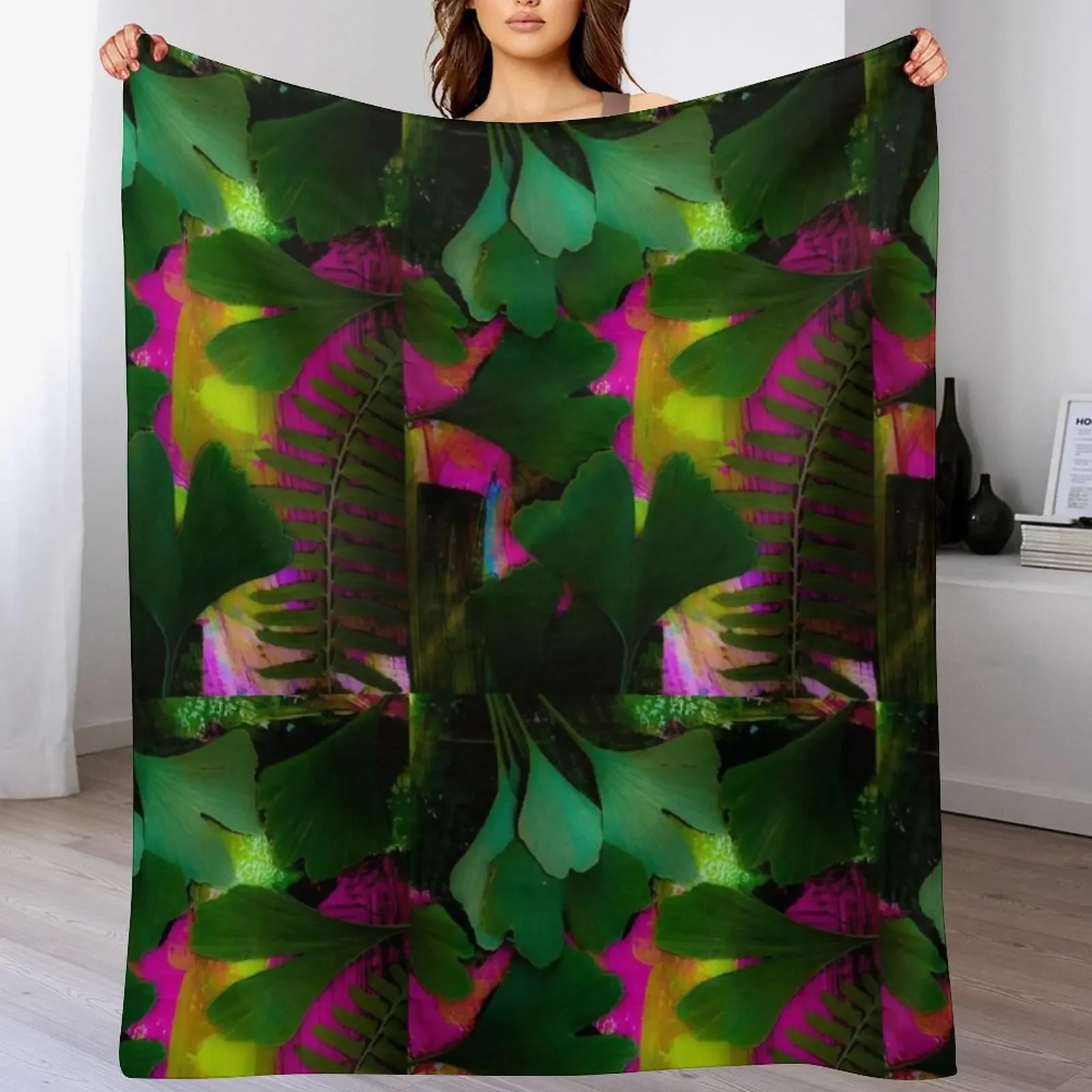 

Enchanted Botanical Gingko Fern Dream Throw Blanket wednesday Kid'S Cute For Baby Blankets