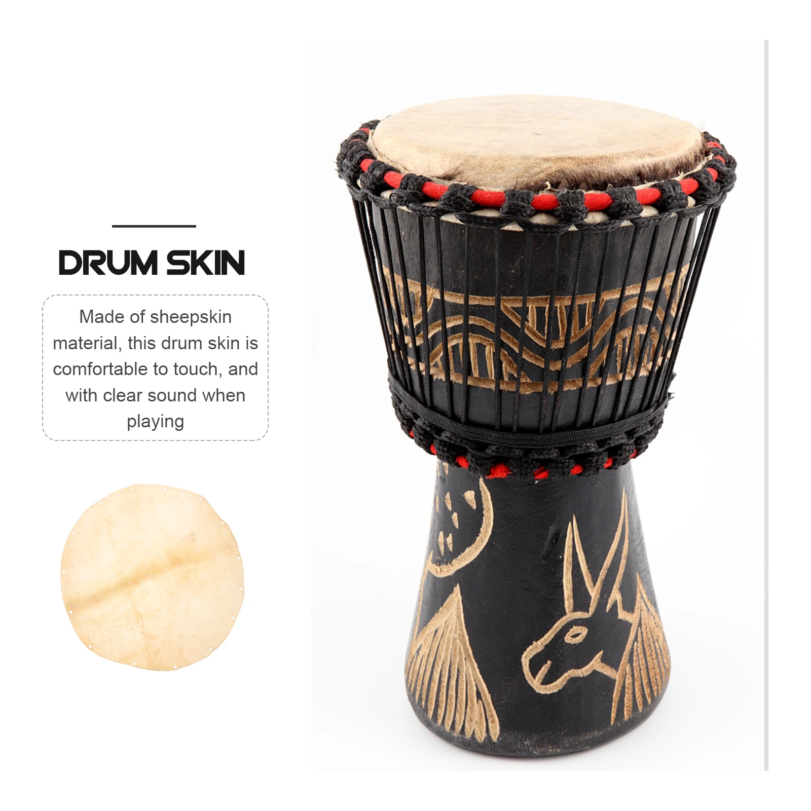 

Hand Drum Skin African Paddle Drums Percussion Replacements Tambourine Cover for