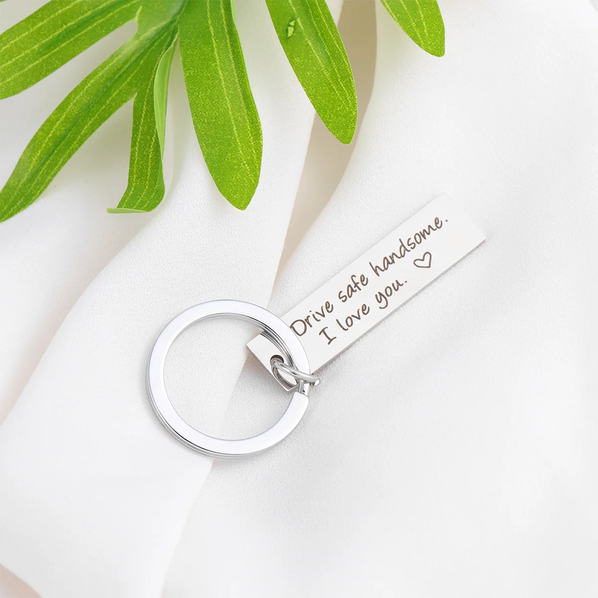 Key Chain Decor Keychains Ring Keyring for Lovers Drive Safe Need You Here with Me Silver Fob