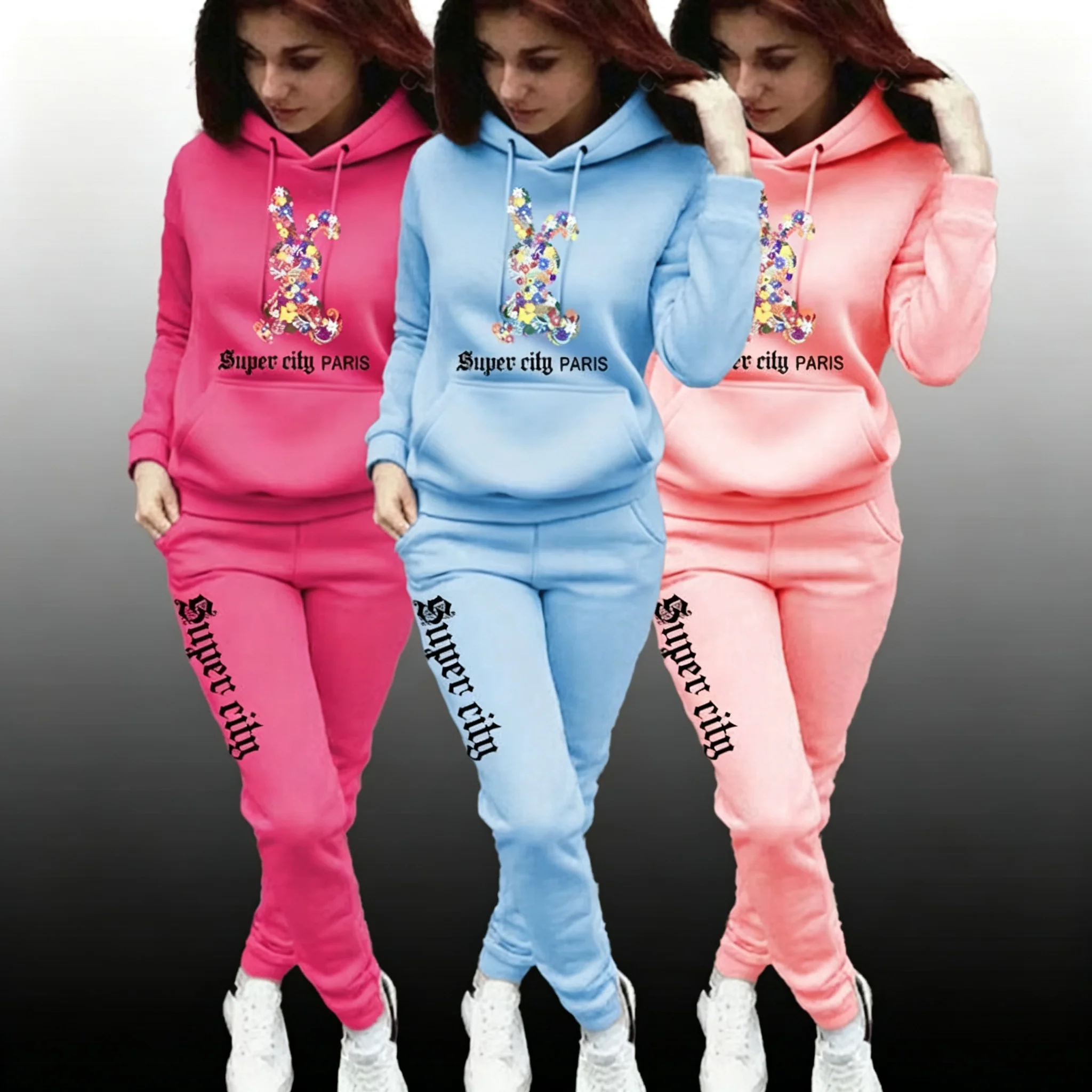 Women's Sets Hoodies Pants 2pcs Suit Aesthetic Sports Jogging Home Outdoor Fashion High quality Clothes Women Tracksuit Winter
