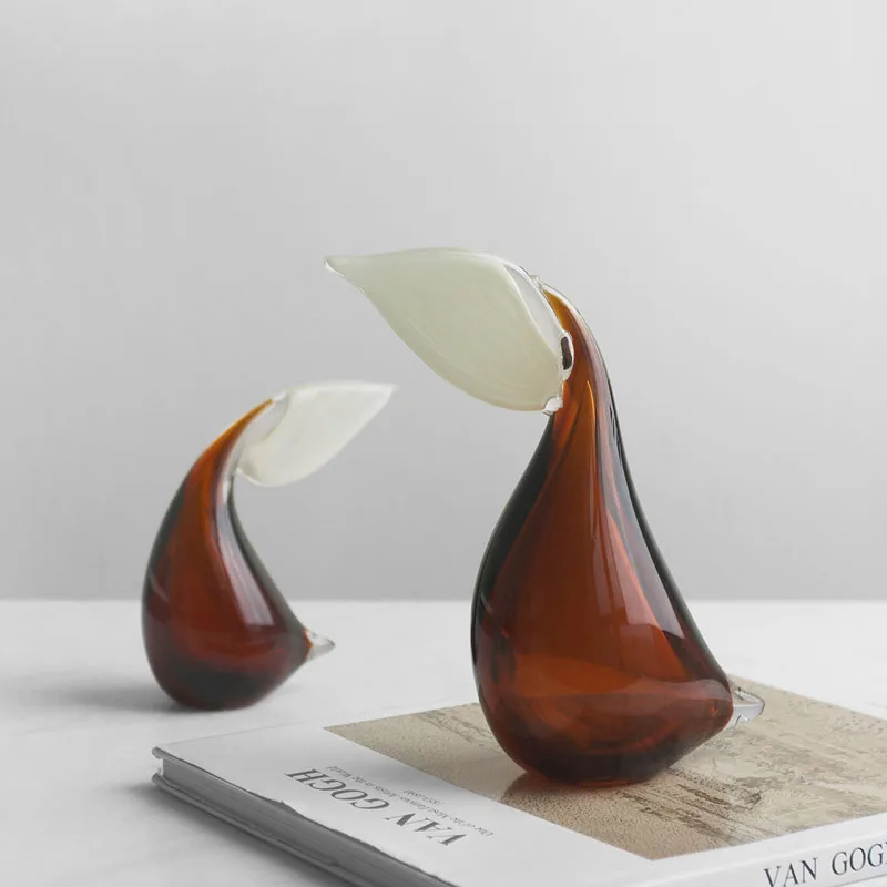 Modern Creative Geometric Abstract Pelican Glazed Ornaments Living Room Entrance Desktop Home Soft Decoration Birds Art Crafts