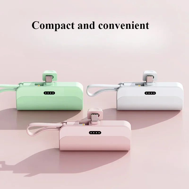 5000mAh Power Bank 2 IN 1 Fast Mobile Phone Charger External Battery Mini Power Bank Plug Play Type-C For Samsung Xiaomi