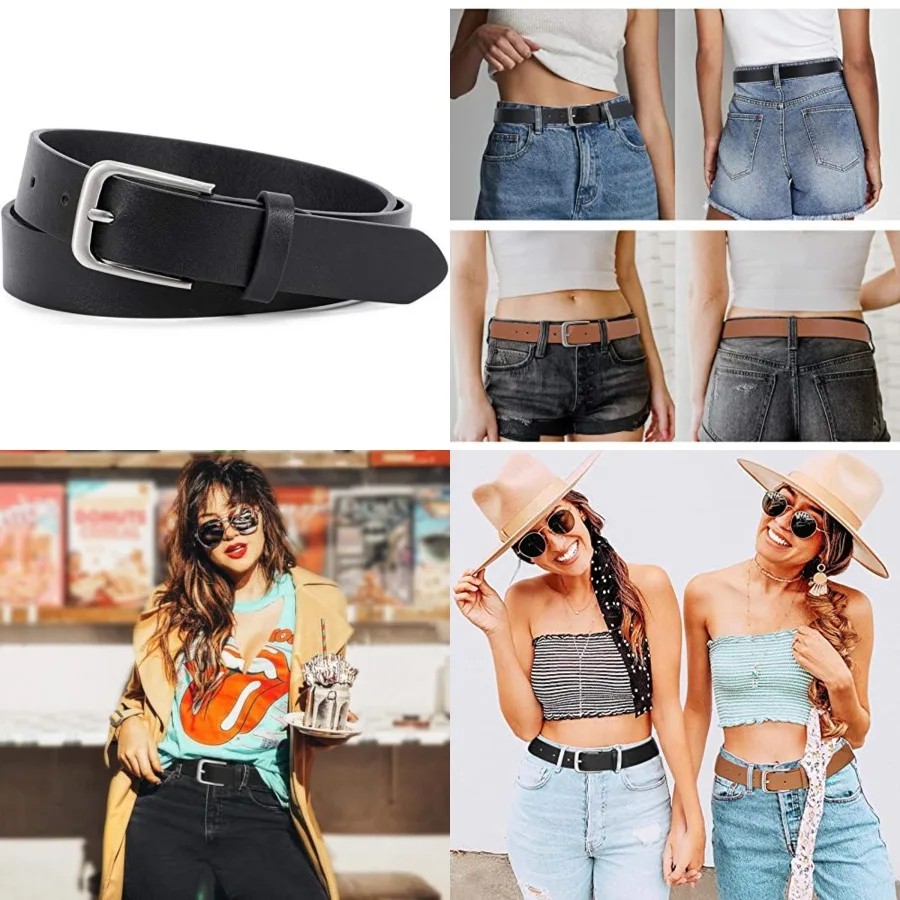 

Women Casual Leather Belt for Jeans Pants, Fashion Ladies Waist Dress Belt, Fit Waist Size 47"-50", Back