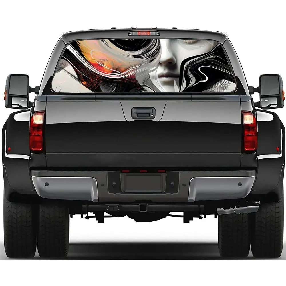

Abstract Pigment Painting Car Rear Windshield Sticker Truck Window See Through Perforated Back Window Vinyl Decal Decoration