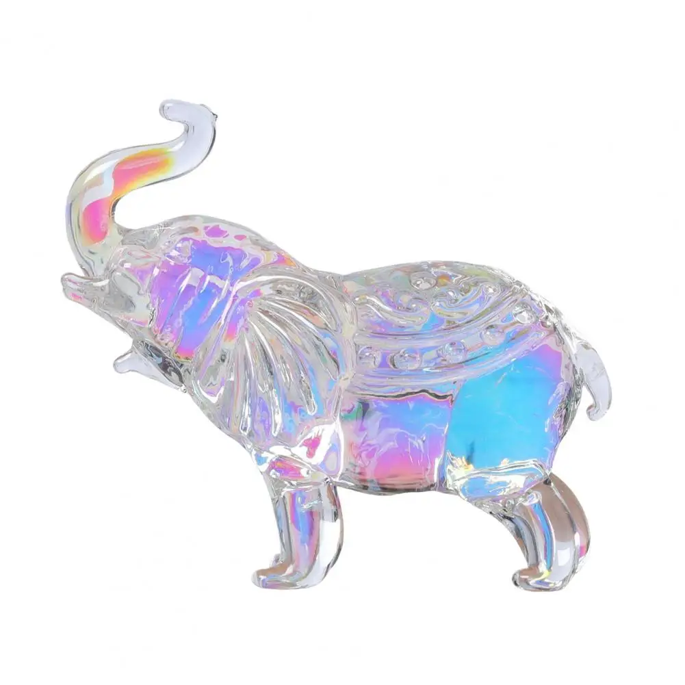 Light Reflecting Elephant Statue Faux Figurines Good Luck Gift Office Decor for Women