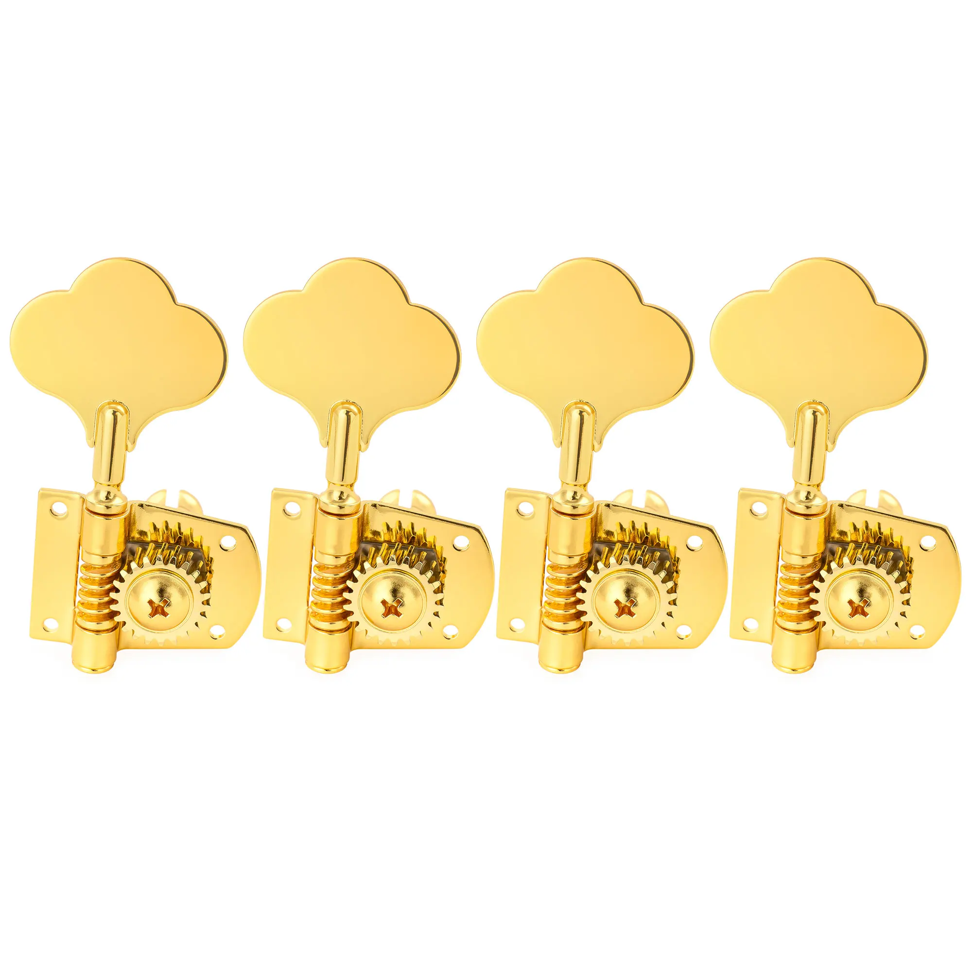 Musiclily Pro R21K 4R/4L 4-in-line 21:1 Ratio Open Gear Machine Heads Tuners Tuning Pegs Keys for Mexican MIM Fender PB JB Bass