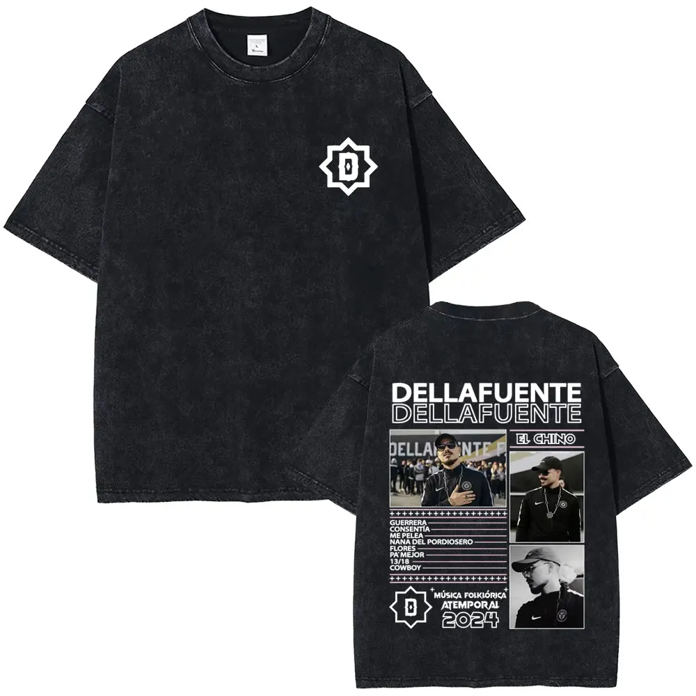 

Rapper Dellafuente Vintage Washed T-shirts Men Women Fashion Hip Hop Retro Short Sleeve T Shirt Men's Casual Oversized T-shirt