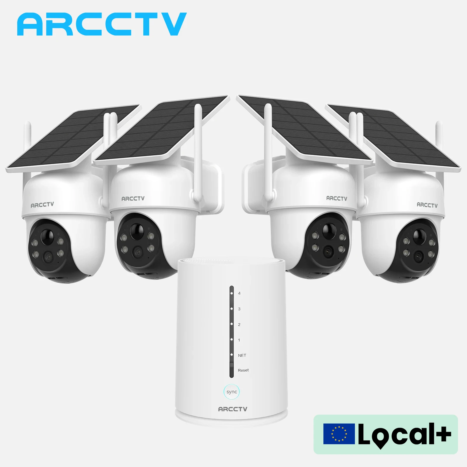 Kit de caméra solaire Wi-Fi ARCCTV 4MP, ensemble de caméras de surveillance de sécurité sans fil pour l'extérieur, sirène, alarme, détection humanoïde, audio bidirectionnel