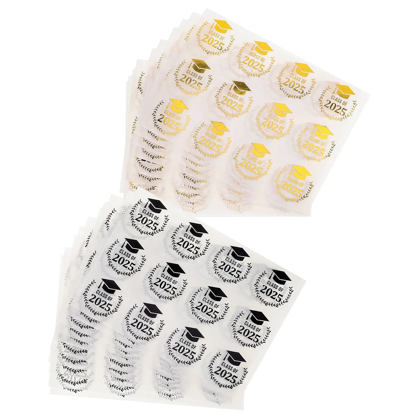 

20 листов наклеек с золотой фольгой «Класс 2025» для выпускников: для этикеток на шапочки, конвертов, открыток, украшений, праздничных принадлежностей