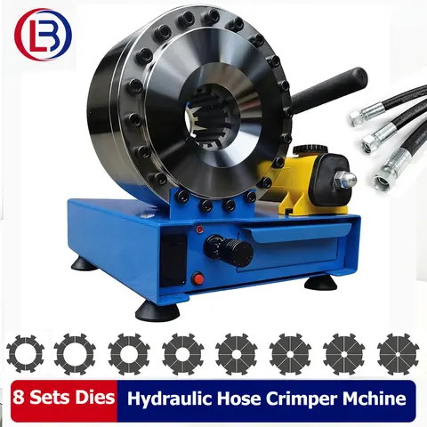 Hydraulic Hose Crimper Mchine with 8 Sets of Dies Manual Hose Crimping Tool, High Pressure Handheld Shrink Tube Machine