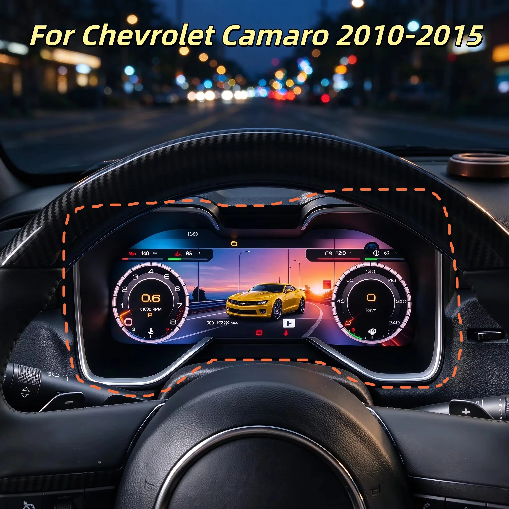 N' LCD Car Digital Dashboard 12.3 inch Instrument For Chevrolet Camaro 2010-2014 2015 Cluster Cockpit Odometer Speedometer Panel