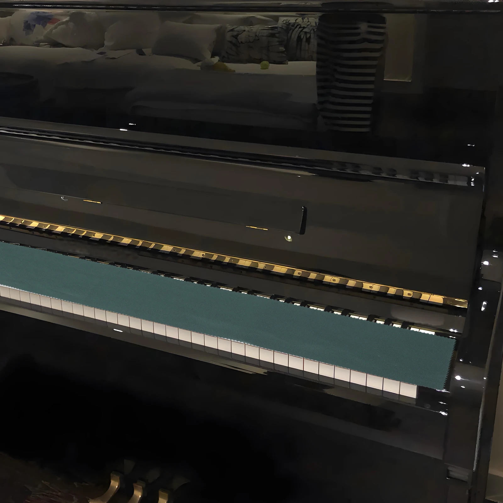 

Dark Green Fabric Piano Keyboard Cover for Upright Pianos Lightweight Foldable Dust Protection Piano Accessories