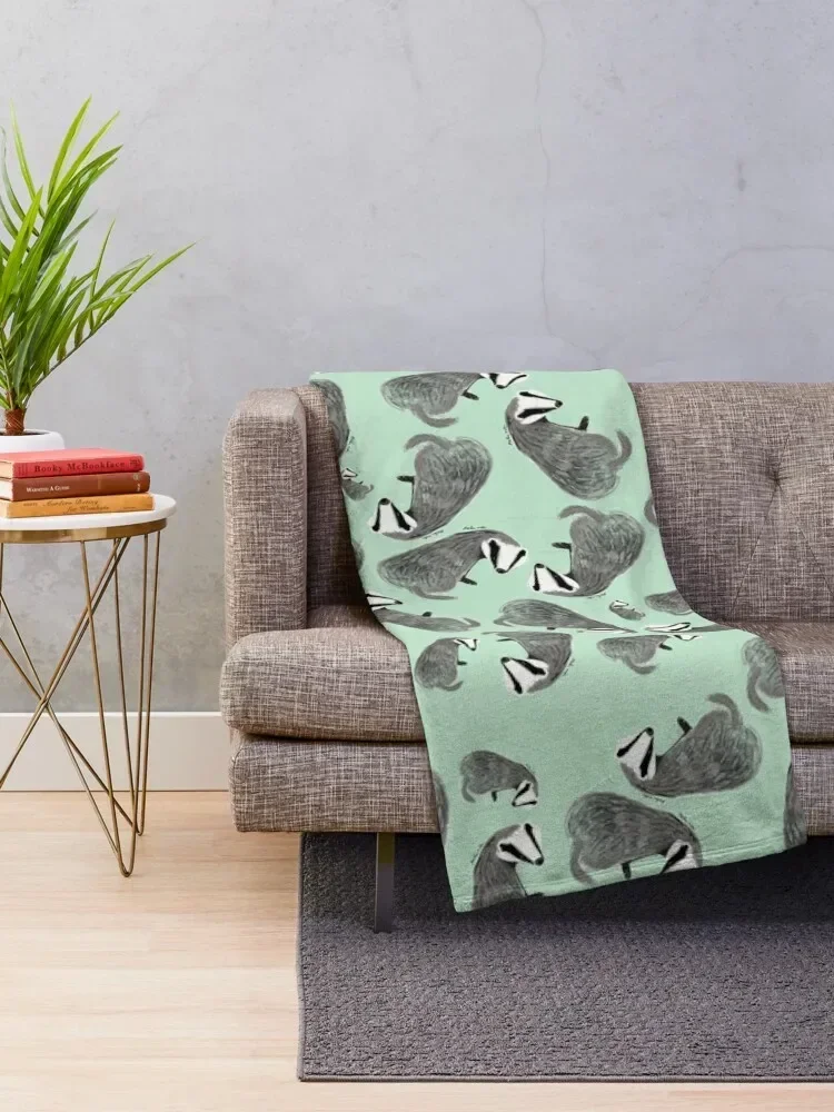 European Badger pattern Throw Blanket for sofa Flannel Blankets