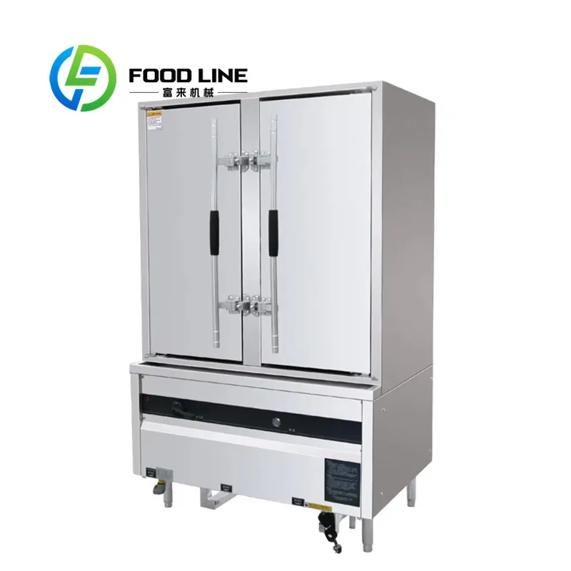 Commercial Stainless Steel Timed Double-Door Side-by-Side Steamer New Large-Capacity Cabinet Canteens for Steaming Rice