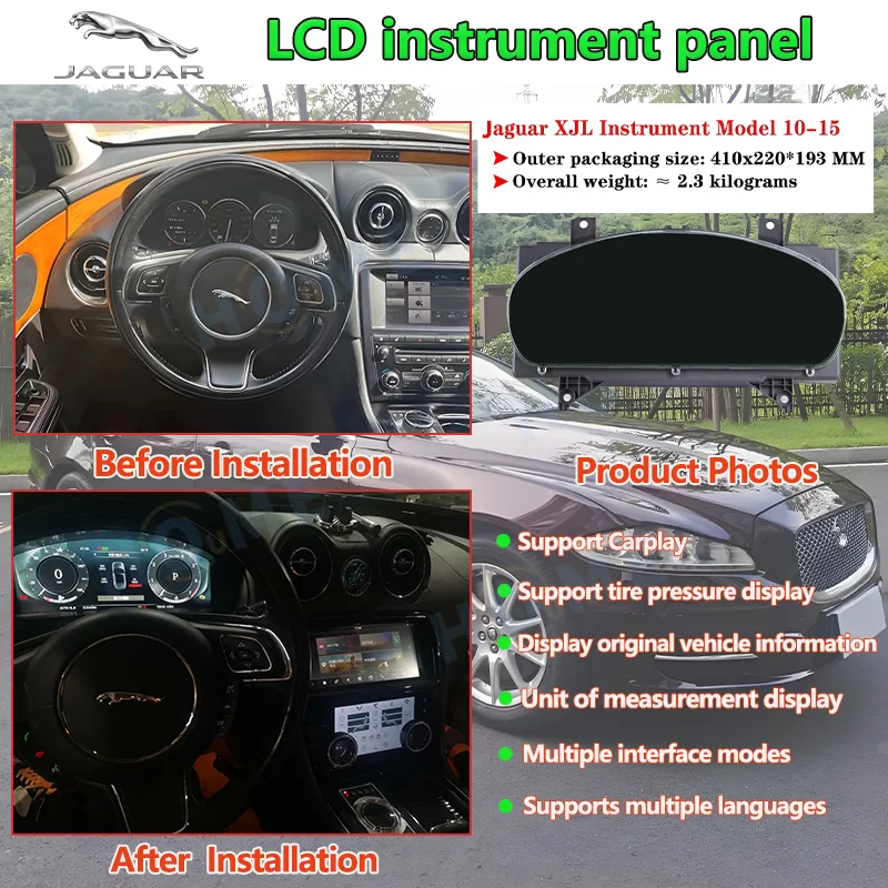Cluster Cockpit Car LCD Speedometer Digital Dashboard for Jaguar XJL 2010-2015 Panel Instrument Virtual Carplay GPS Navi