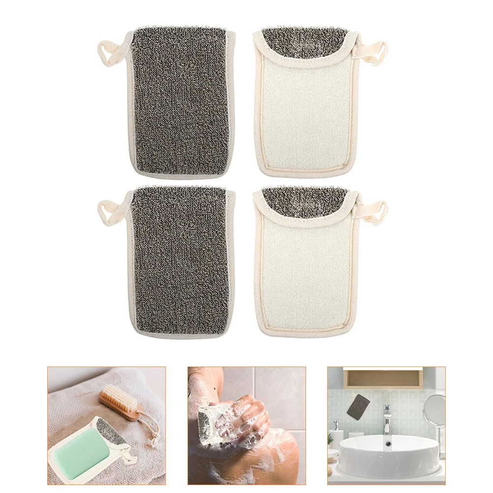 4 Pcs Pouch Bag for Shower Black Linen Foaming Convenient Household Storage Container Flax Travel Soapdish