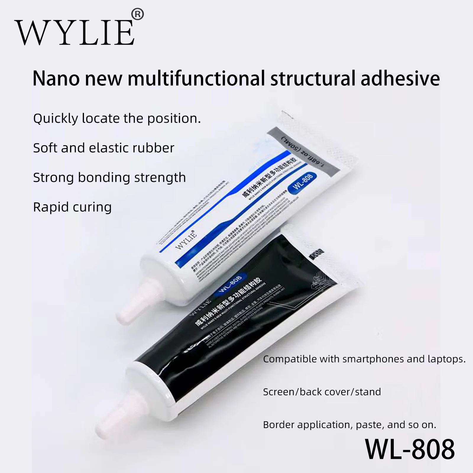 WYLIE WL808 Nano New Multifunctional Structural Adhesive Strong Bonding Rapid Curing for phone Laptop Screen Back Cover Repair
