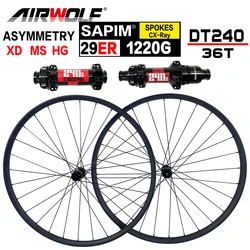 2023 AIRWOLF 29er MTB Carbon Wheels 35mm Width Mountain Bicycle DT240 Center Lock Hub Bike Wheelset Spokes Sapim CX-Ray