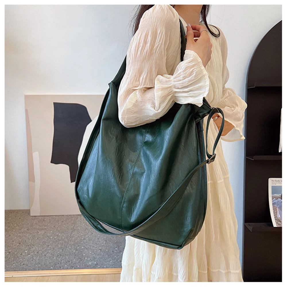 

GC Retro Fashion Big Beach Tote Bag Casual Large Capacity Shoulder Crossbody Bags Fashion Shopper PU Leather Handbags For Ladies