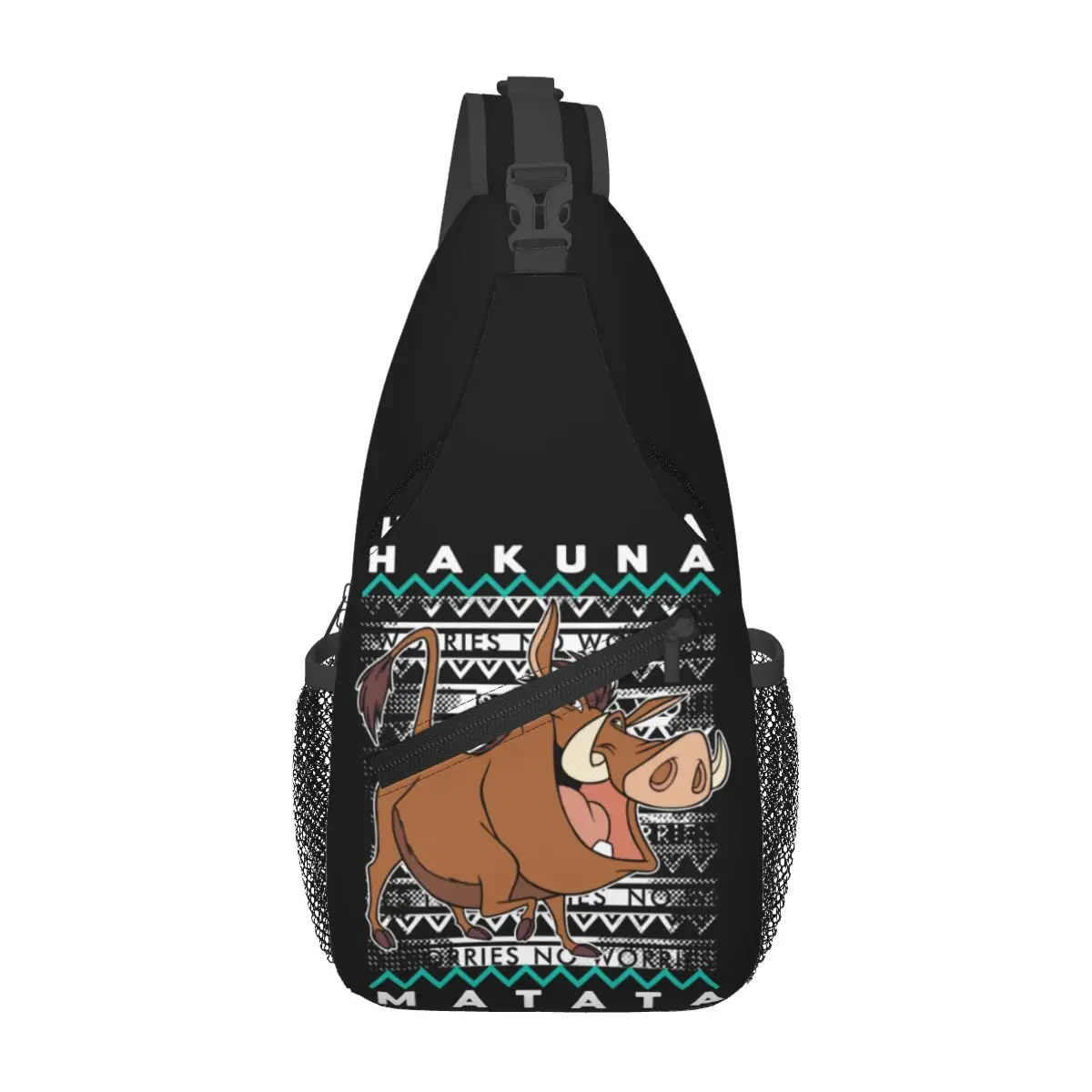 Custom Hakuna Matata Anime Sling Crossbody Backpack Waterproof For Cycling The Lion King Pumbaa Daypack Print Shoulder Backpack