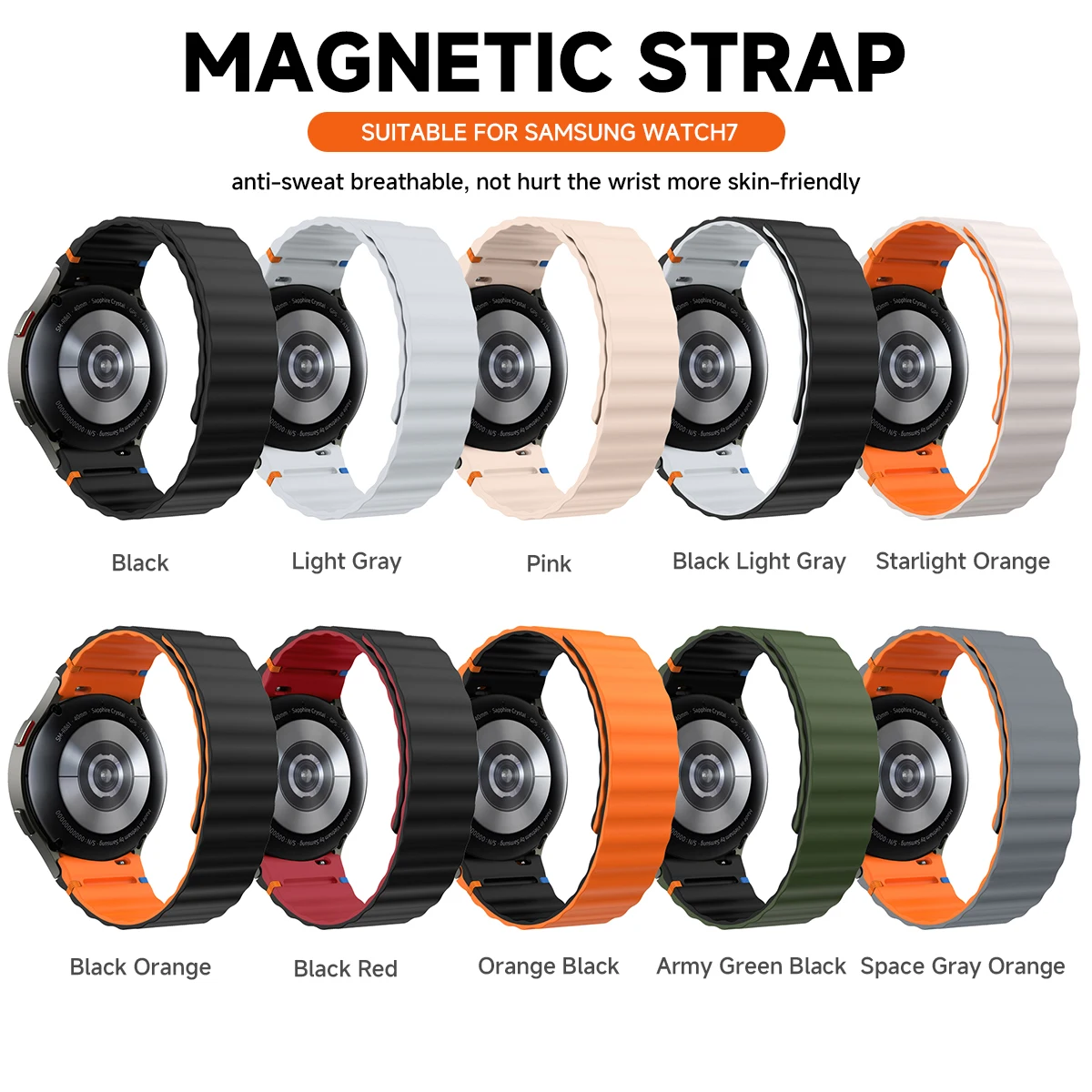 حزام سيليكون مغناطيسي لساعة سامسونج جالاكسي 4 5 6 7 FE 5 Pro 44 مللي متر 40 مللي متر سوار رياضي كوريا جالاكسي ساعة 4 6 سوار كلاسيكي #6