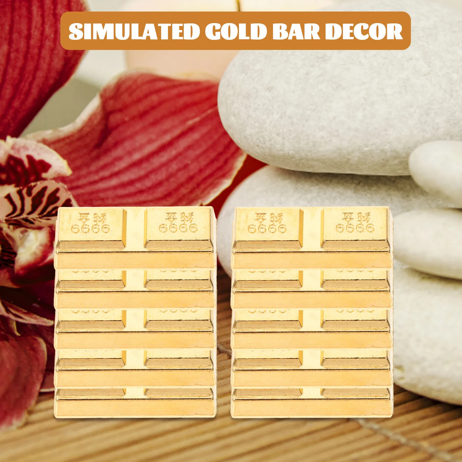 

8Pcs Zinc Alloy Simulation Gold Bar Creative Fake Metal Gold Brick Decor for Photography Stage Performance Event